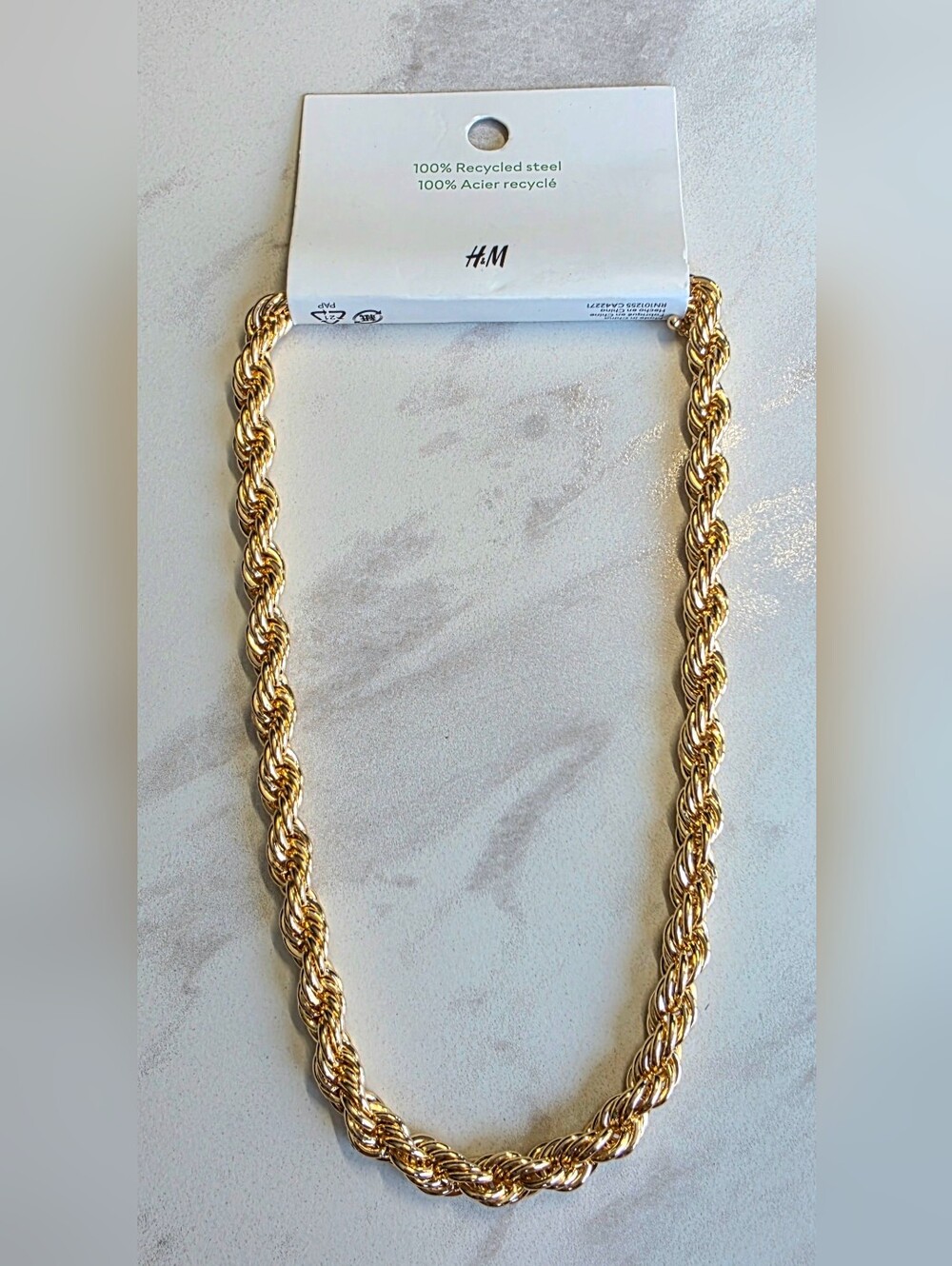 H&M Gold Rope Chain Necklace 17"